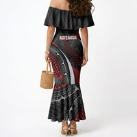 Aotearoa New Zealand Native Birds Map Mermaid Dress Silver Fern Tribal Pattern