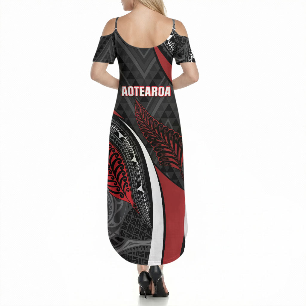 Aotearoa New Zealand Native Birds Map Summer Maxi Dress Silver Fern Tribal Pattern