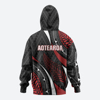 Aotearoa New Zealand Native Birds Map Zip Hoodie Silver Fern Tribal Pattern