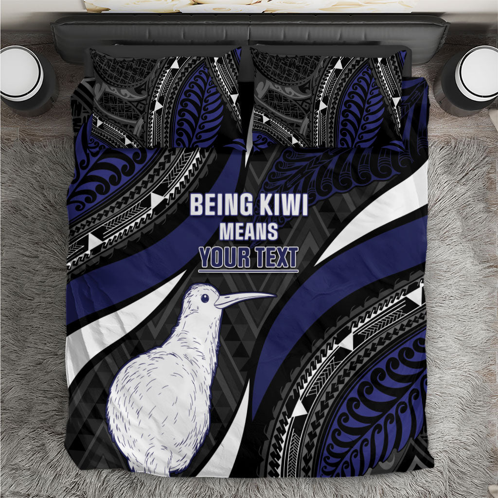Personalised New Zealand Kiwi Bedding Set Silver Fern Tribal Pattern