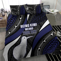 Personalised New Zealand Kiwi Bedding Set Silver Fern Tribal Pattern