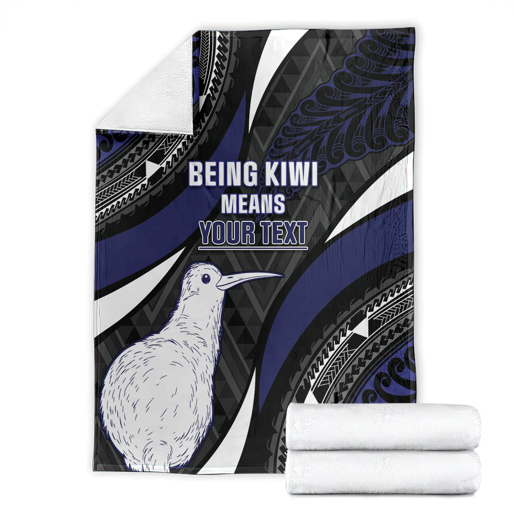 Personalised New Zealand Kiwi Blanket Silver Fern Tribal Pattern