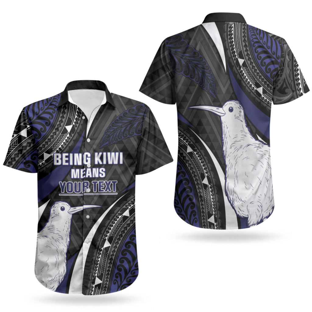 Personalised New Zealand Kiwi Couples Matching Long Sleeve Bodycon Dress and Hawaiian Shirt Silver Fern Tribal Pattern DT05 - Polynesian Pride