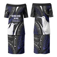 Personalised New Zealand Kiwi Couples Matching Puletasi and Hawaiian Shirt Silver Fern Tribal Pattern DT05 - Polynesian Pride