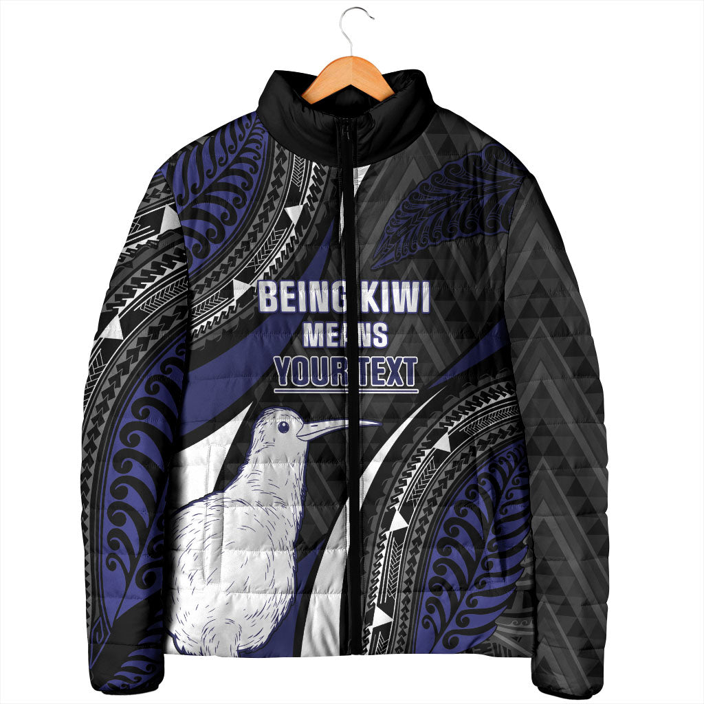 Personalised New Zealand Kiwi Padded Jacket Silver Fern Tribal Pattern DT05 - Polynesian Pride
