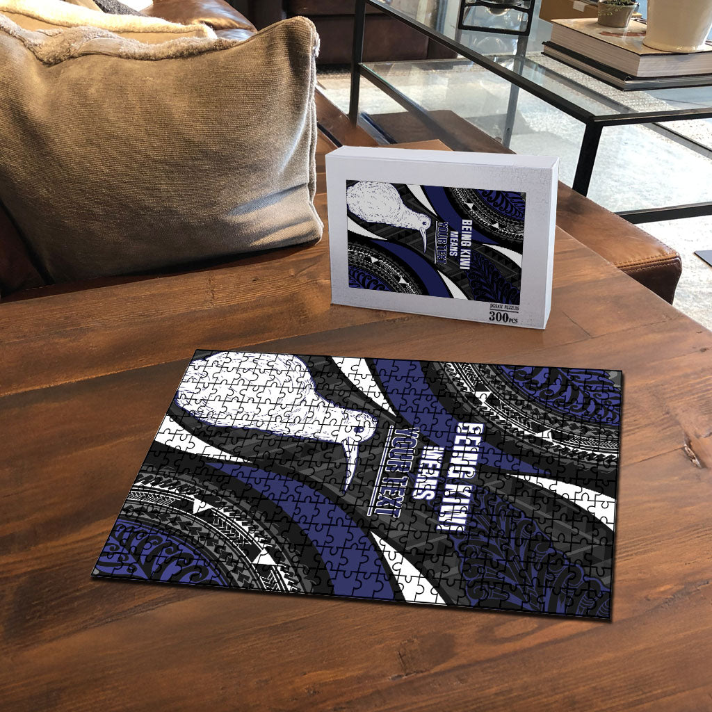 Personalised New Zealand Kiwi Puzzle Silver Fern Tribal Pattern