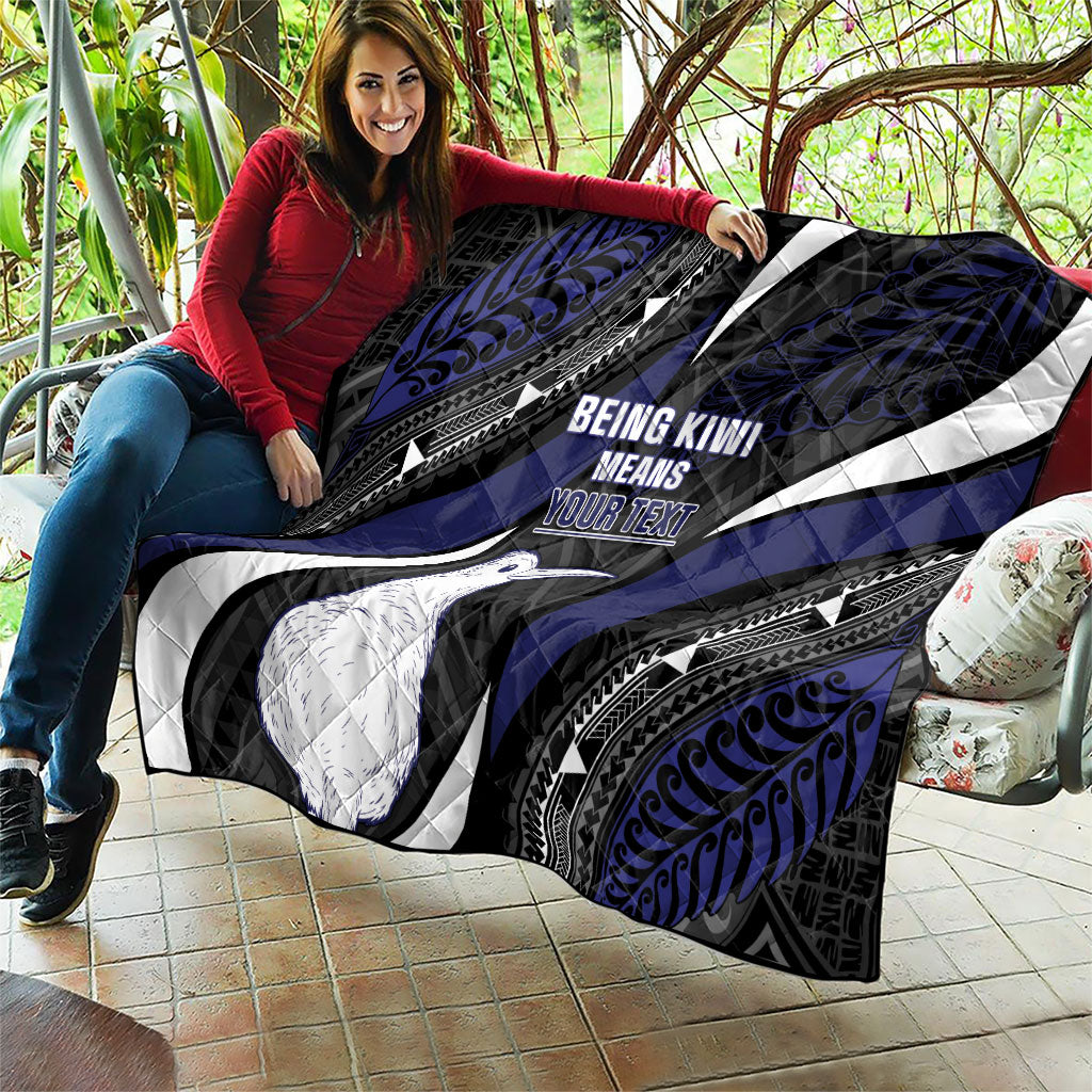 Personalised New Zealand Kiwi Quilt Silver Fern Tribal Pattern DT05 - Polynesian Pride