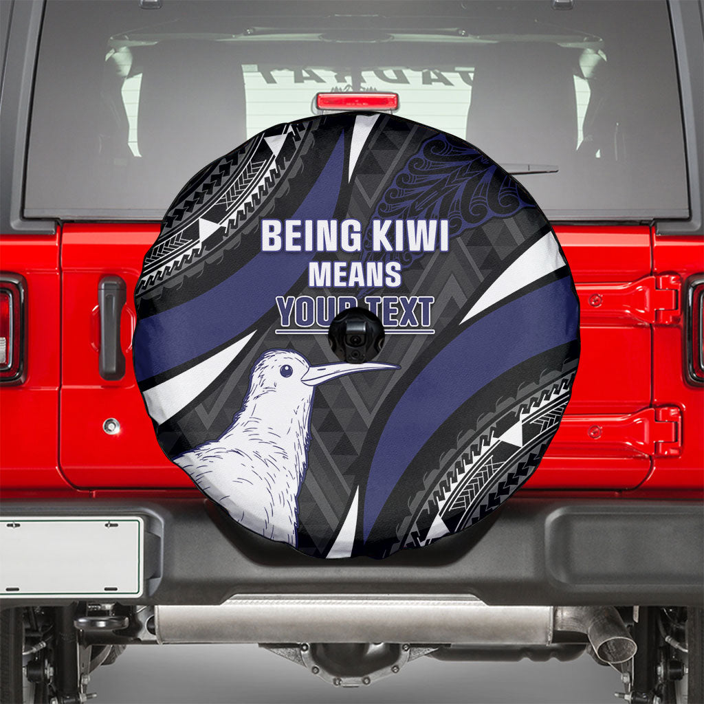 Personalised New Zealand Kiwi Spare Tire Cover Silver Fern Tribal Pattern DT05 - Polynesian Pride