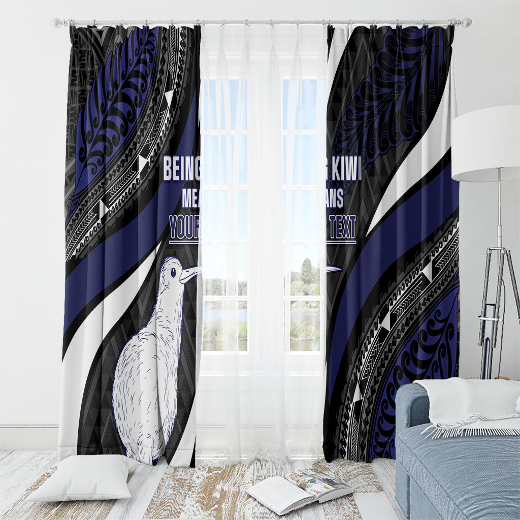 Personalised New Zealand Kiwi Window Curtain Silver Fern Tribal Pattern DT05 - Polynesian Pride