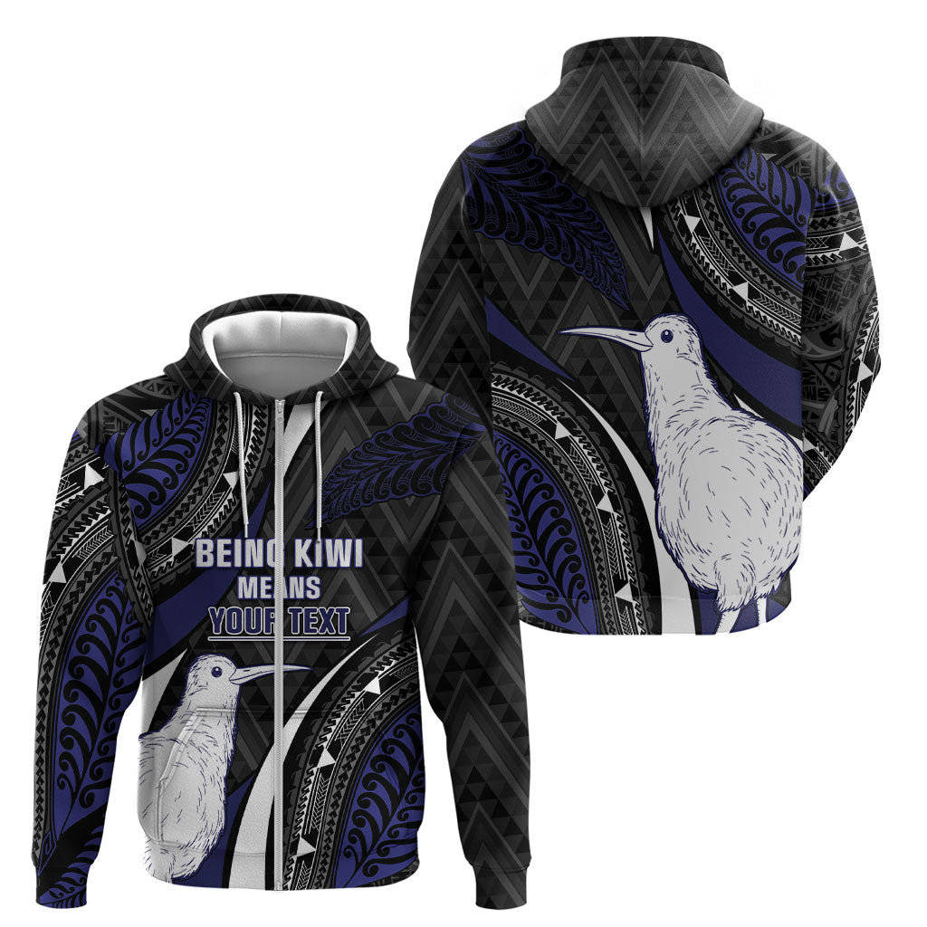 Personalised New Zealand Kiwi Zip Hoodie Silver Fern Tribal Pattern DT05 - Polynesian Pride