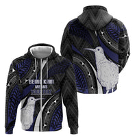 Personalised New Zealand Kiwi Zip Hoodie Silver Fern Tribal Pattern DT05 - Polynesian Pride
