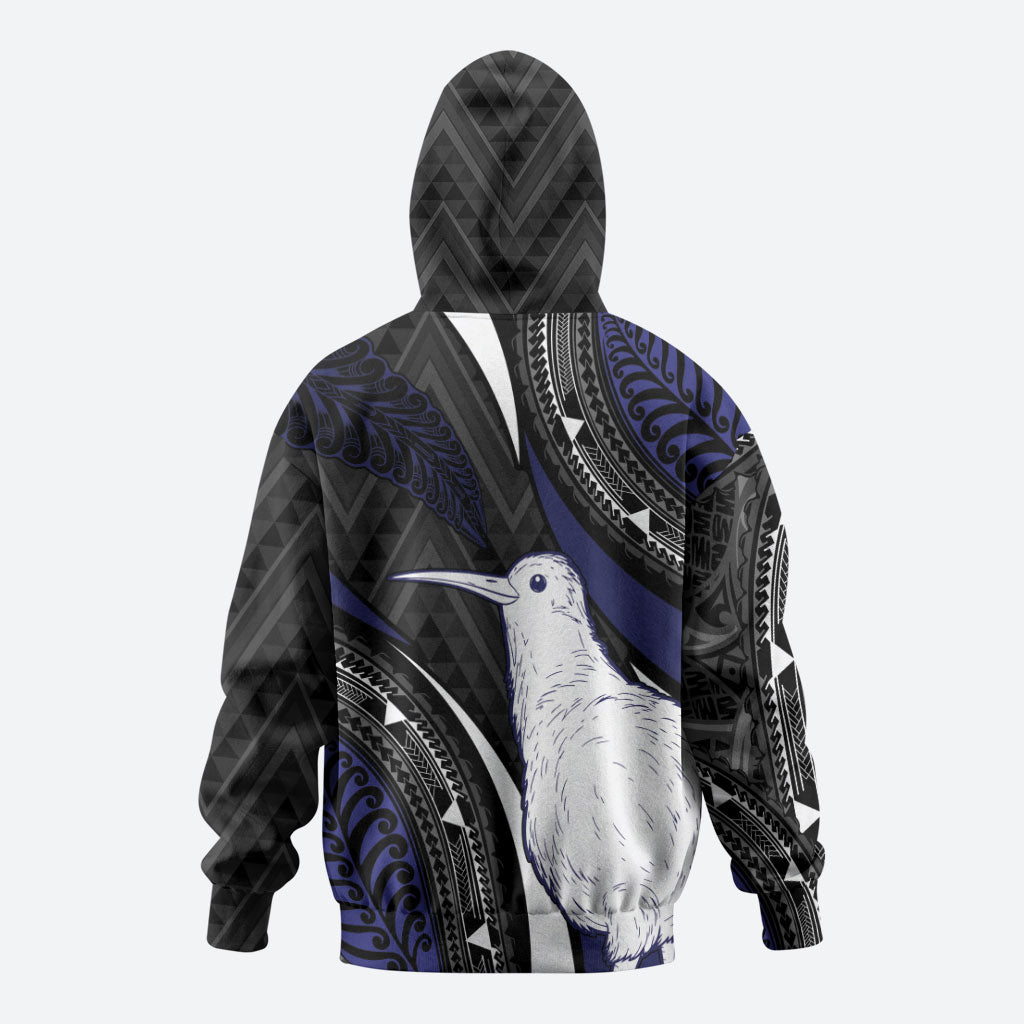 Personalised New Zealand Kiwi Zip Hoodie Silver Fern Tribal Pattern DT05 - Polynesian Pride