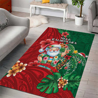 Hawaii Christmas Area Rug Mele Kalikimaka Funny Hawaiian Santa - Polynesian Pride