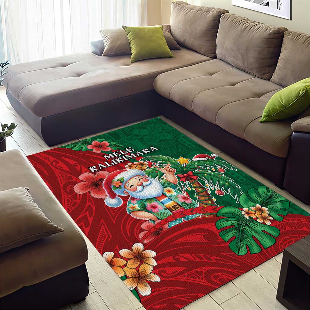 Hawaii Christmas Area Rug Mele Kalikimaka Funny Hawaiian Santa - Polynesian Pride
