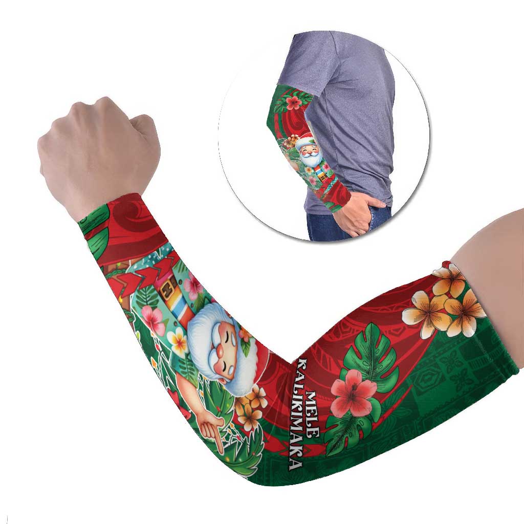 Hawaii Christmas Arm Sleeves Mele Kalikimaka Funny Hawaiian Santa - Polynesian Pride