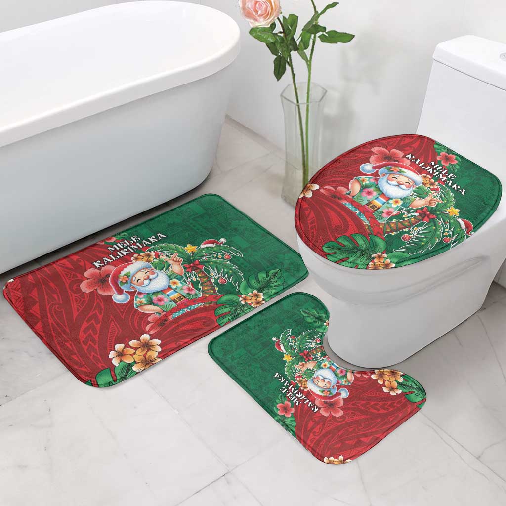 Hawaii Christmas Bathroom Set Mele Kalikimaka Funny Hawaiian Santa - Polynesian Pride