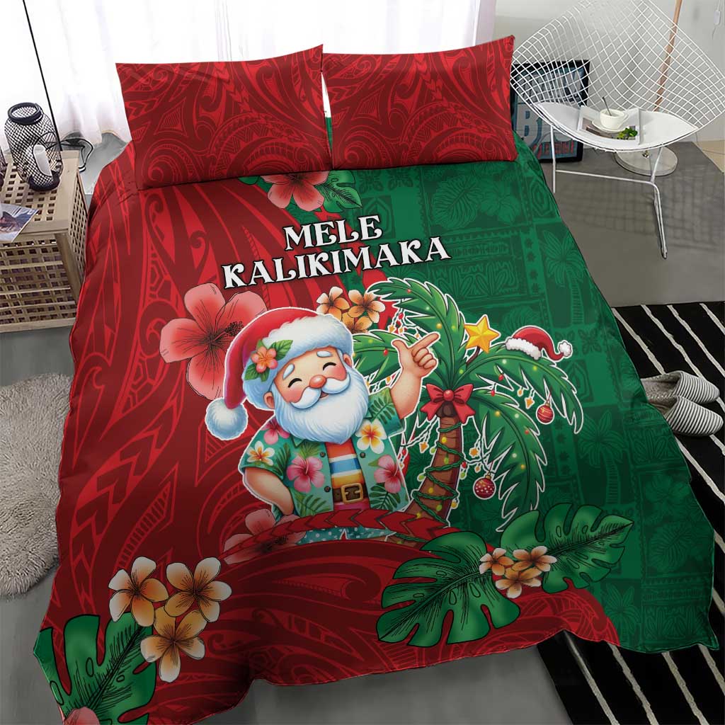 Hawaii Christmas Bedding Set Mele Kalikimaka Funny Hawaiian Santa - Polynesian Pride