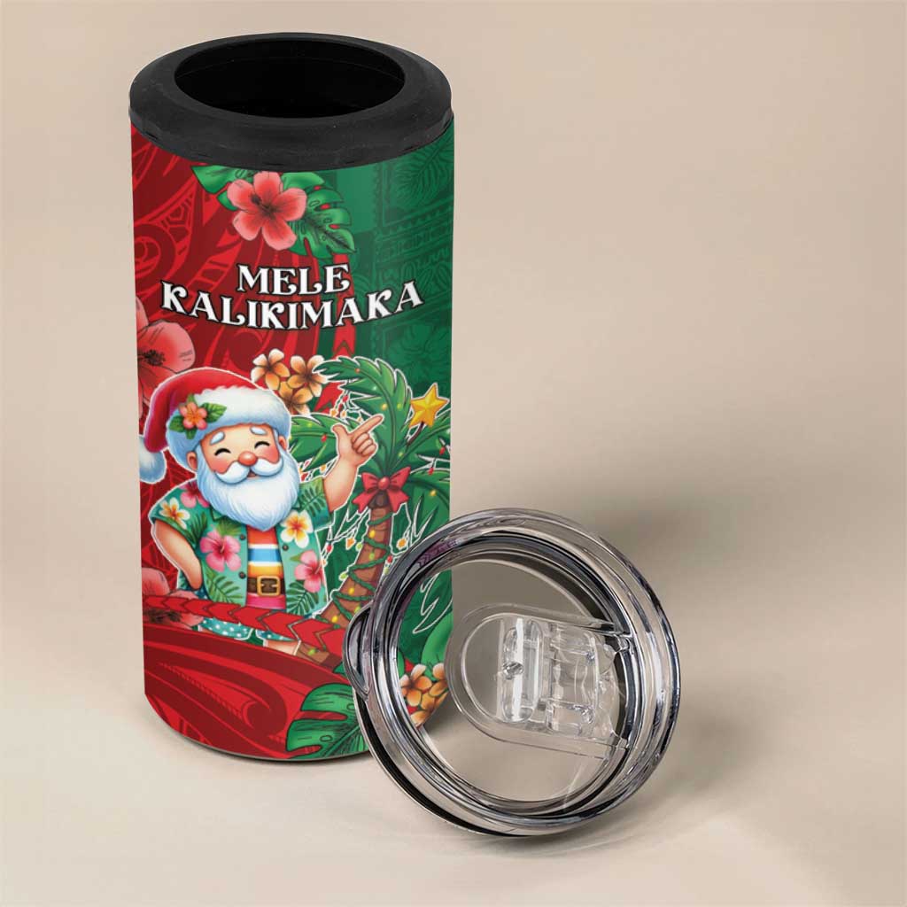 Hawaii Christmas 4 in 1 Can Cooler Tumbler Mele Kalikimaka Funny Hawaiian Santa - Polynesian Pride