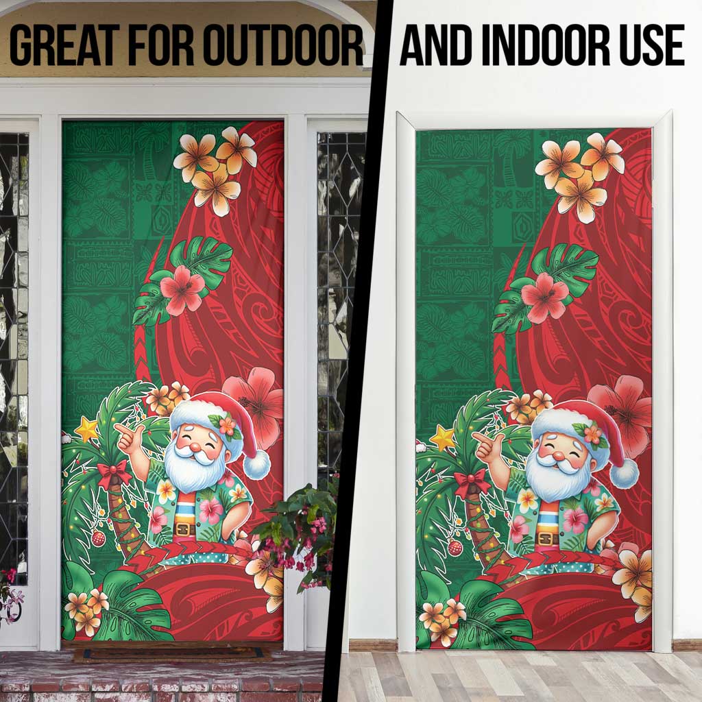Hawaii Christmas Door Cover Mele Kalikimaka Funny Hawaiian Santa - Polynesian Pride
