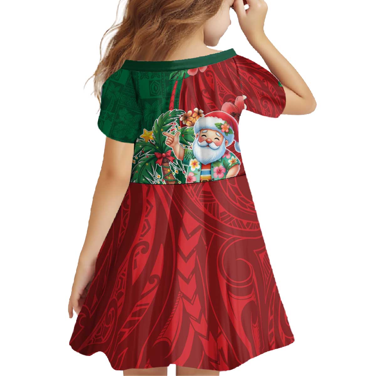 Hawaii Christmas Family Matching Off The Shoulder Long Sleeve Dress and Hawaiian Shirt Mele Kalikimaka Funny Hawaiian Santa - Polynesian Pride