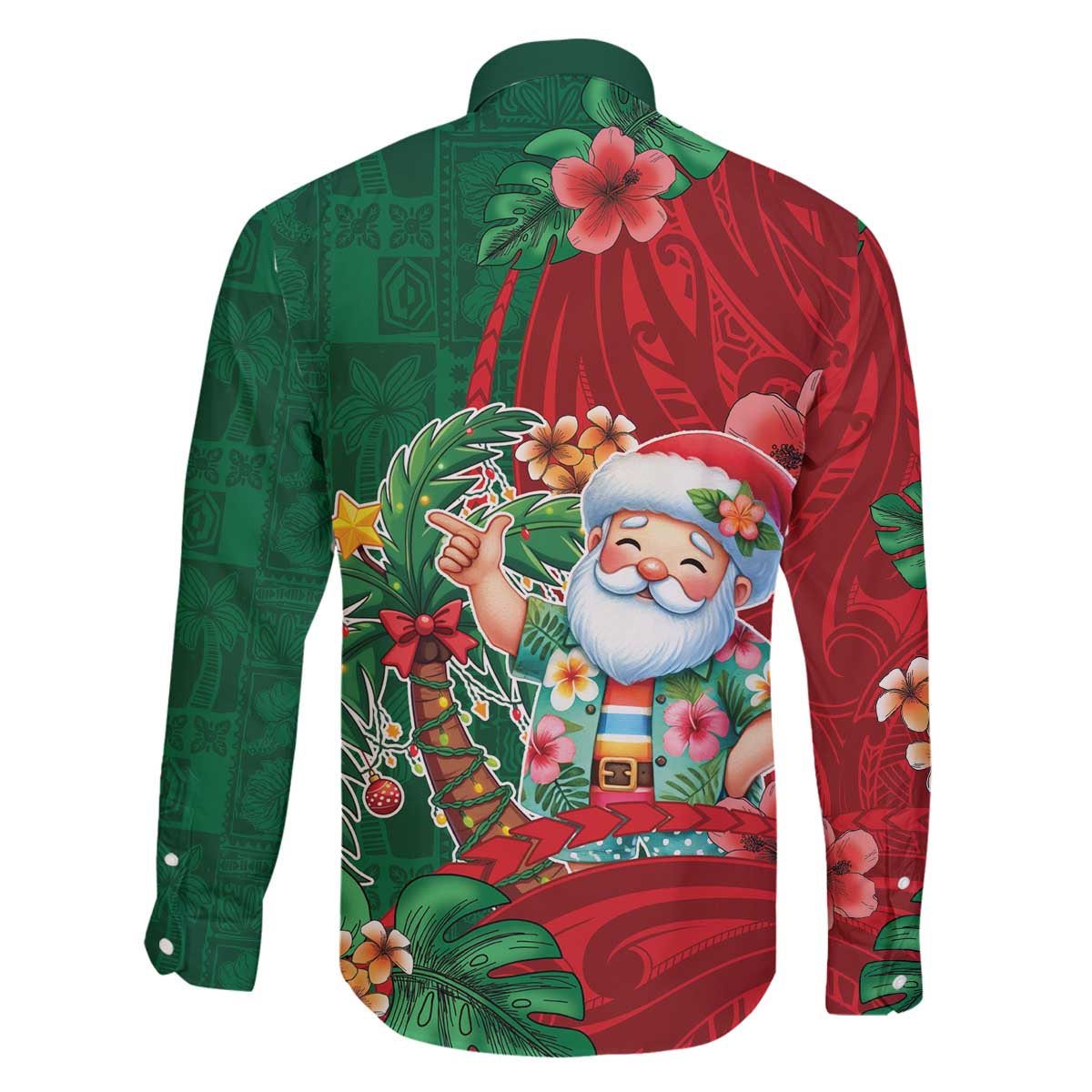 Hawaii Christmas Family Matching Off The Shoulder Long Sleeve Dress and Hawaiian Shirt Mele Kalikimaka Funny Hawaiian Santa - Polynesian Pride