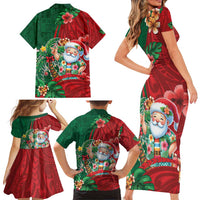Hawaii Christmas Family Matching Short Sleeve Bodycon Dress and Hawaiian Shirt Mele Kalikimaka Funny Hawaiian Santa - Polynesian Pride