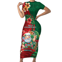 Hawaii Christmas Family Matching Short Sleeve Bodycon Dress and Hawaiian Shirt Mele Kalikimaka Funny Hawaiian Santa - Polynesian Pride