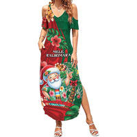 Hawaii Christmas Family Matching Summer Maxi Dress and Hawaiian Shirt Mele Kalikimaka Funny Hawaiian Santa - Polynesian Pride