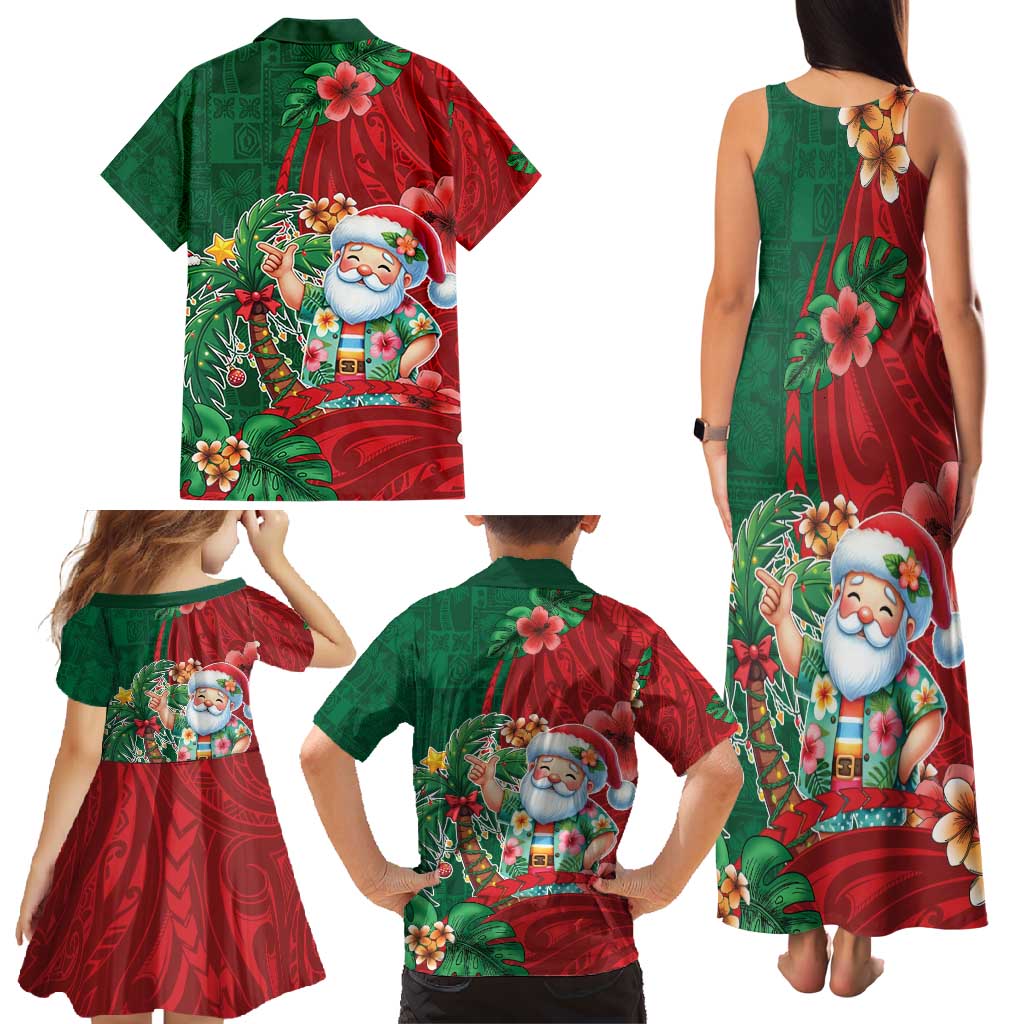 Hawaii Christmas Family Matching Tank Maxi Dress and Hawaiian Shirt Mele Kalikimaka Funny Hawaiian Santa - Polynesian Pride