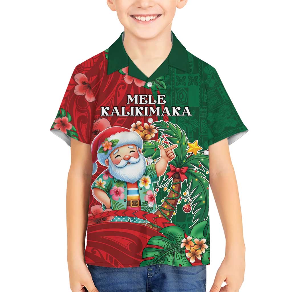 Hawaii Christmas Kid Hawaiian Shirt Mele Kalikimaka Funny Hawaiian Santa - Polynesian Pride