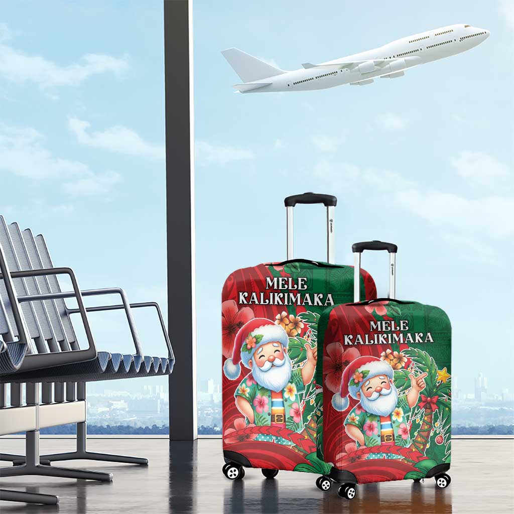 Hawaii Christmas Luggage Cover Mele Kalikimaka Funny Hawaiian Santa - Polynesian Pride