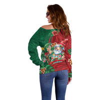 Hawaii Christmas Off Shoulder Sweater Mele Kalikimaka Funny Hawaiian Santa - Polynesian Pride