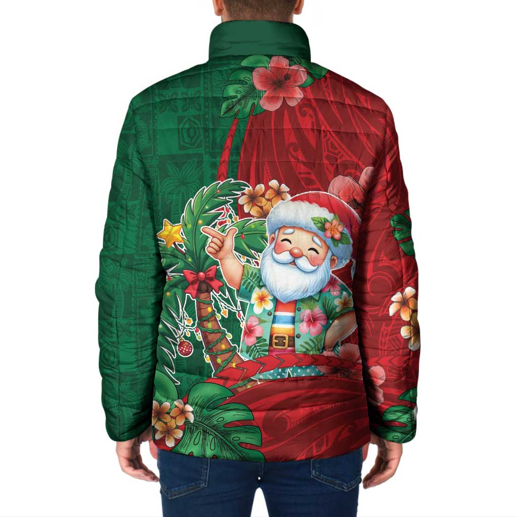 Hawaii Christmas Padded Jacket Mele Kalikimaka Funny Hawaiian Santa - Polynesian Pride