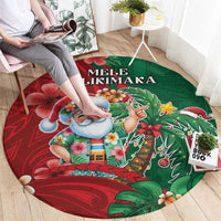 Hawaii Christmas Round Carpet Mele Kalikimaka Funny Hawaiian Santa - Polynesian Pride