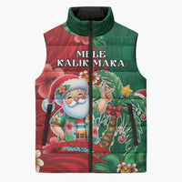 Hawaii Christmas Sleeveless Puffer Jacket Mele Kalikimaka Funny Hawaiian Santa - Polynesian Pride
