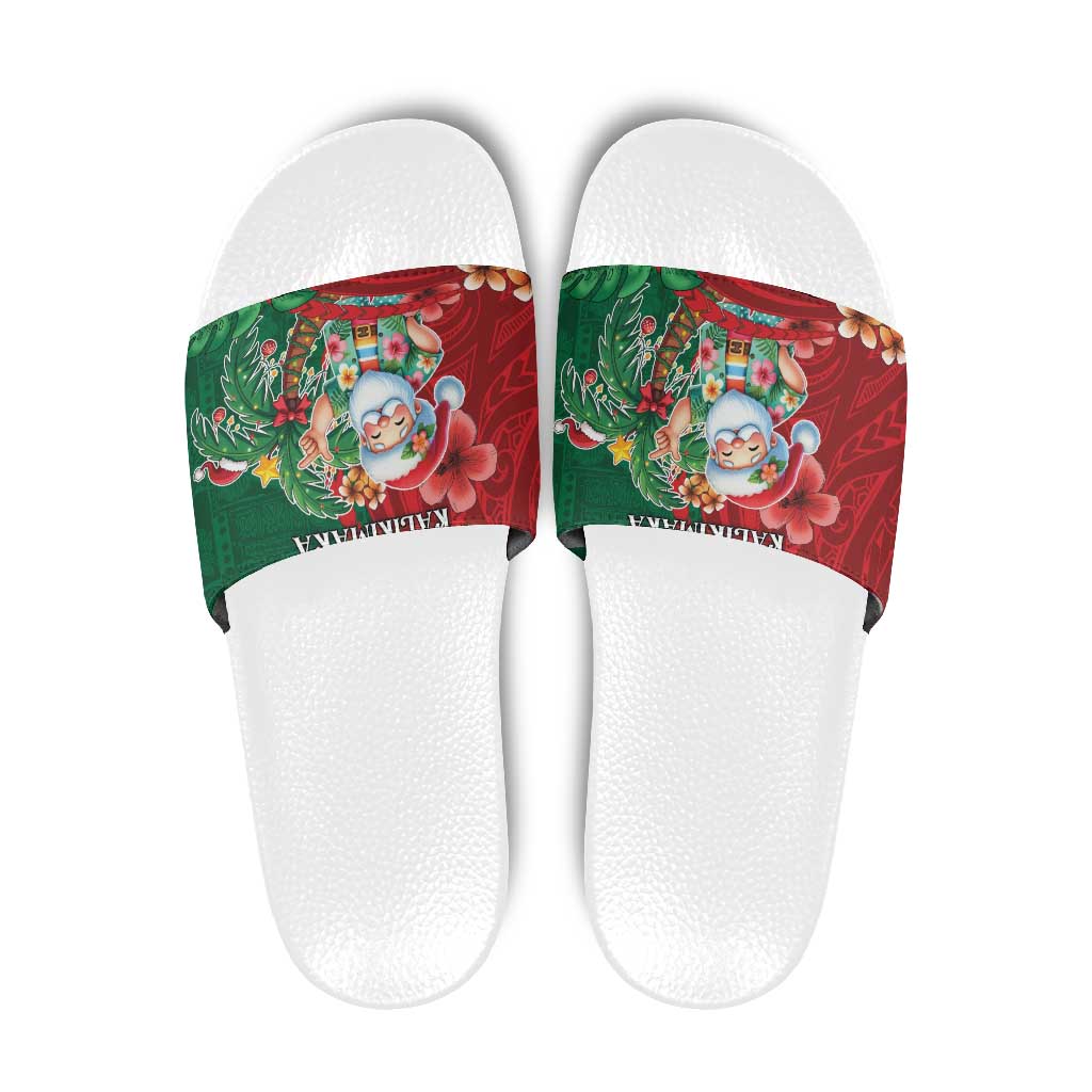 Hawaii Christmas Slide Sandals Mele Kalikimaka Funny Hawaiian Santa - Polynesian Pride
