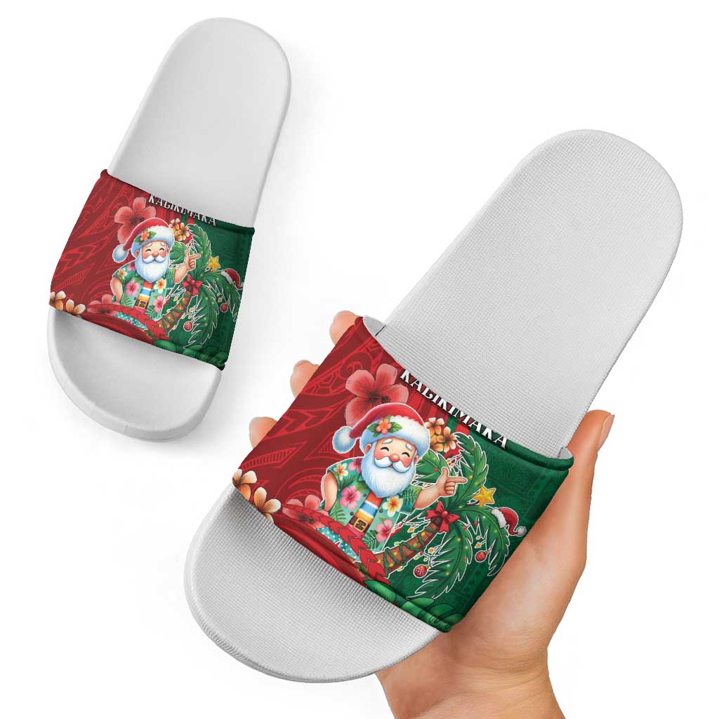 Hawaii Christmas Slide Sandals Mele Kalikimaka Funny Hawaiian Santa - Polynesian Pride