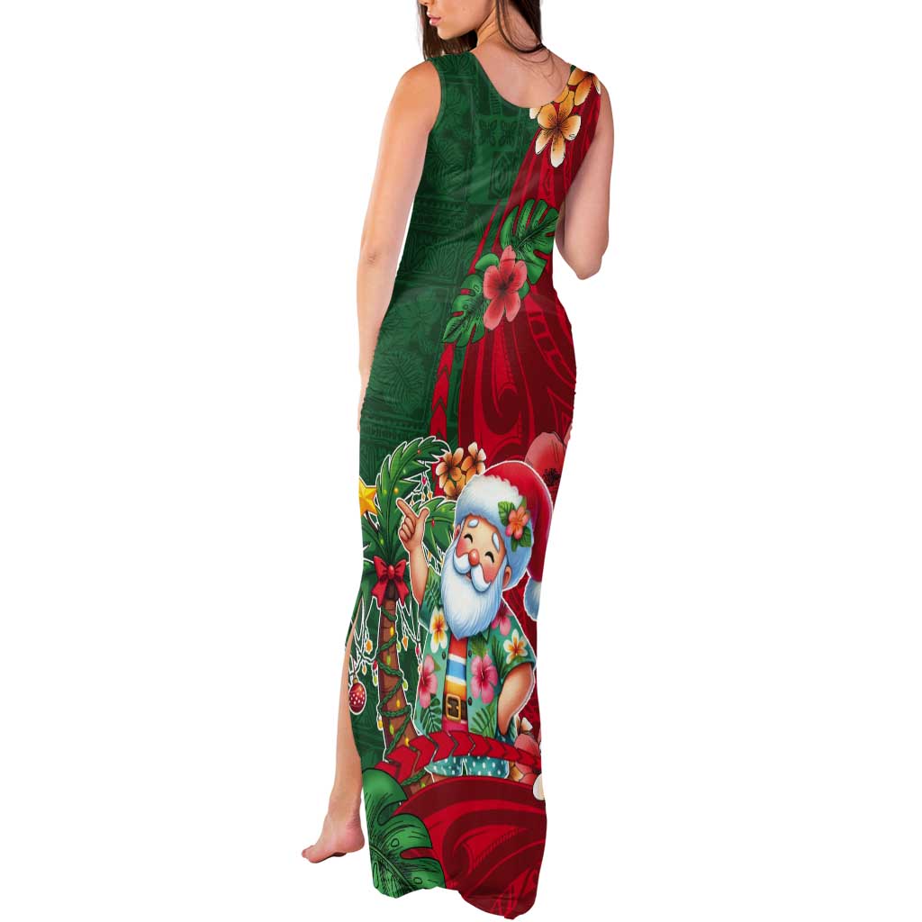 Hawaii Christmas Tank Maxi Dress Mele Kalikimaka Funny Hawaiian Santa - Polynesian Pride