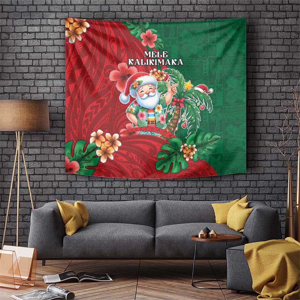 Hawaii Christmas Tapestry Mele Kalikimaka Funny Hawaiian Santa - Polynesian Pride