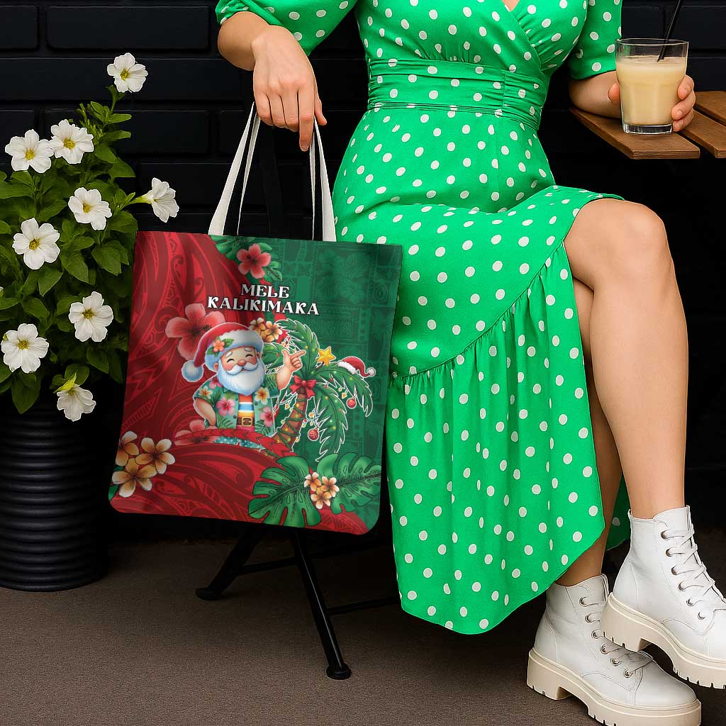 Hawaii Christmas Tote Bag Mele Kalikimaka Funny Hawaiian Santa - Polynesian Pride