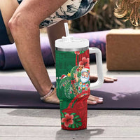 Hawaii Christmas Tumbler With Handle Mele Kalikimaka Funny Hawaiian Santa - Polynesian Pride