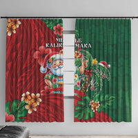 Hawaii Christmas Window Curtain Mele Kalikimaka Funny Hawaiian Santa - Polynesian Pride