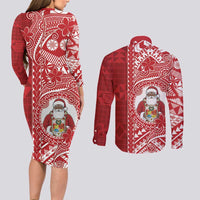 Tonga Christmas Couples Matching Long Sleeve Bodycon Dress and Long Sleeve Button Shirt Kilisimasi Fiefia - Polynesian Pride