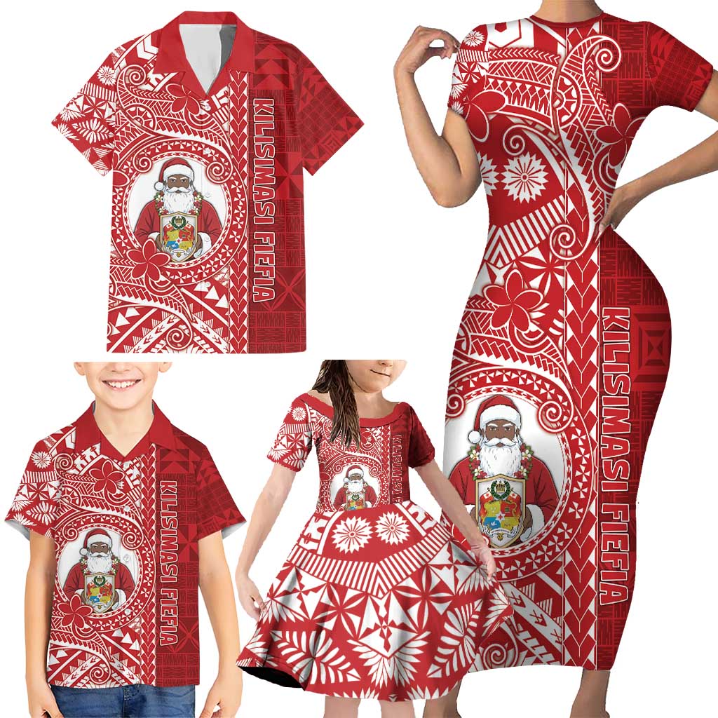 Tonga Christmas Family Matching Short Sleeve Bodycon Dress and Hawaiian Shirt Kilisimasi Fiefia - Polynesian Pride