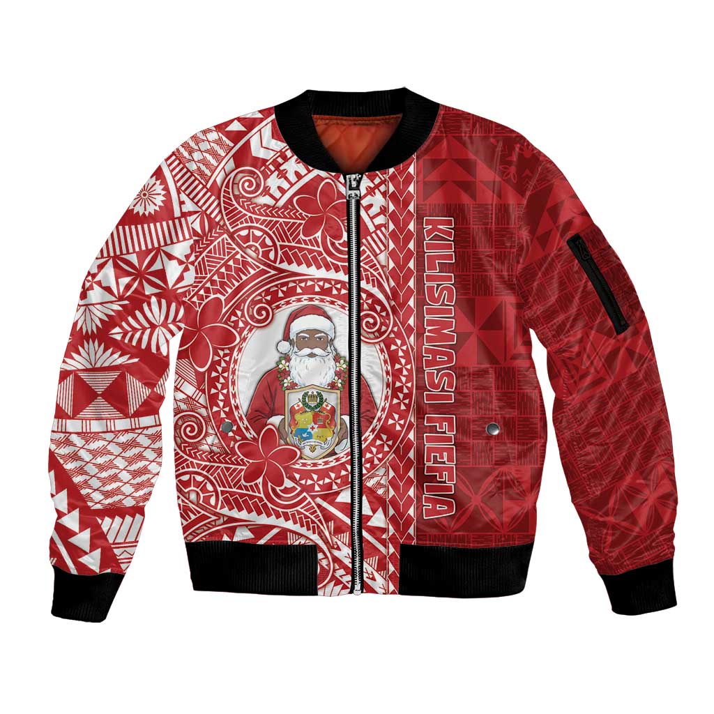 Tonga Christmas Sleeve Zip Bomber Jacket Kilisimasi Fiefia - Polynesian Pride