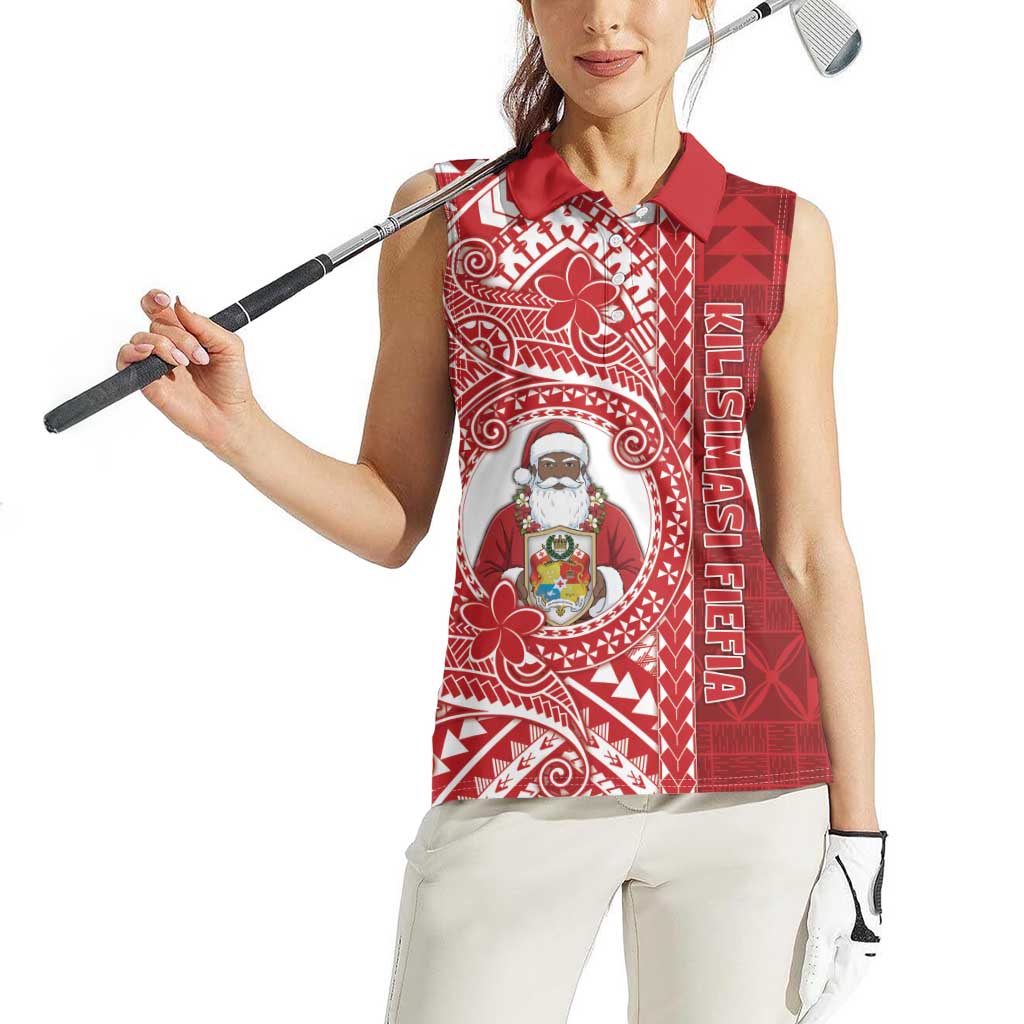 Tonga Christmas Women Sleeveless Polo Shirt Kilisimasi Fiefia - Polynesian Pride