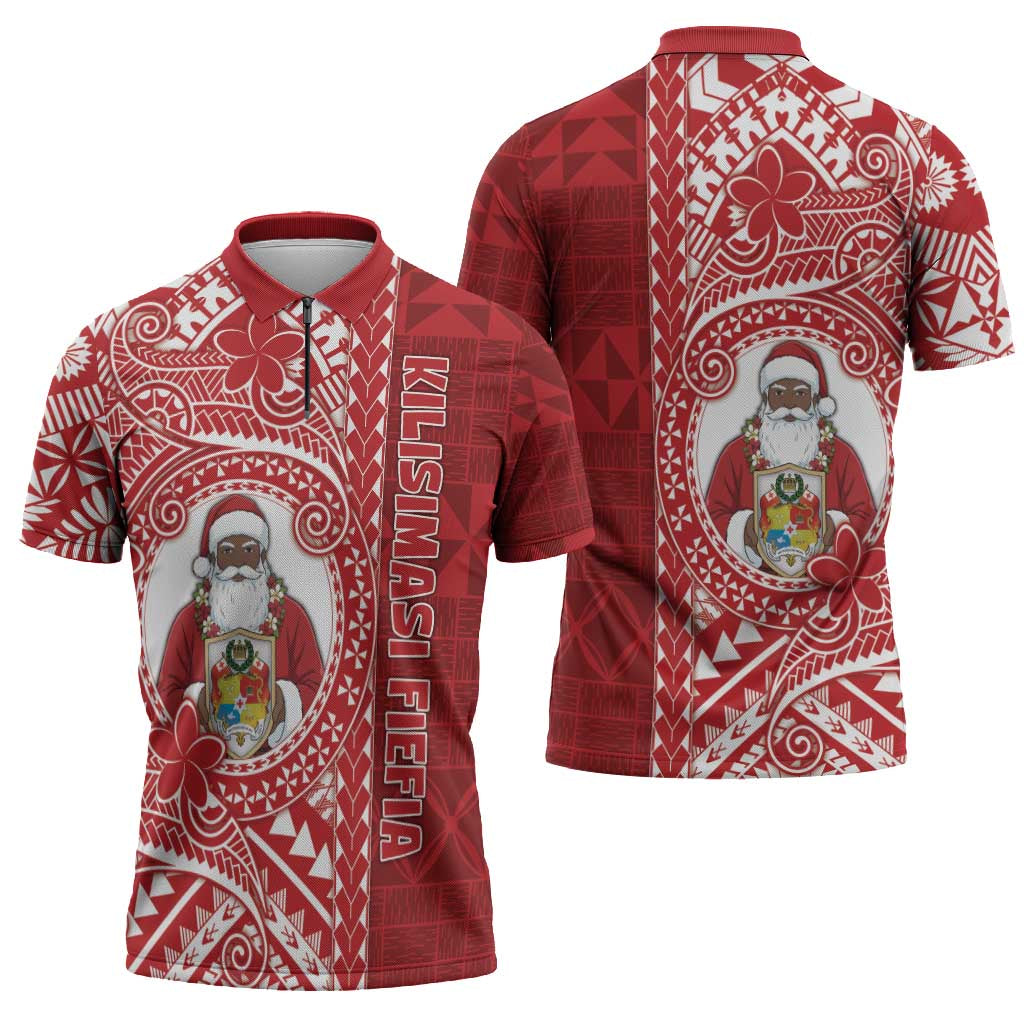 Tonga Christmas Zipper Polo Shirt Kilisimasi Fiefia - Polynesian Pride