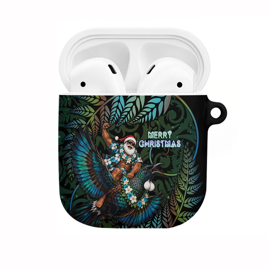 New Zealand Christmas AirPods Case Santa Riding Tui Bird Silver Fern DT05 Teal - Polynesian Pride