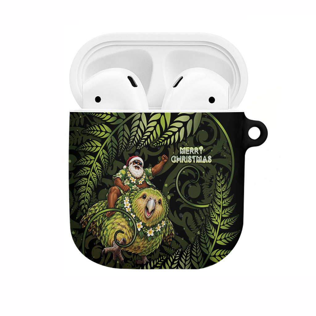 New Zealand Christmas AirPods Case Santa Riding Kakapo Bird Silver Fern DT05 Green - Polynesian Pride