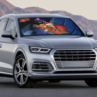 New Zealand Christmas Auto Sun Shade Santa Kiwi Bird With Pohutukawa Flowers - Polynesian Pride